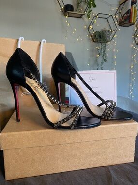 Christian Louboutin "So Spike" limited edition Studded Black Leather Sandals
